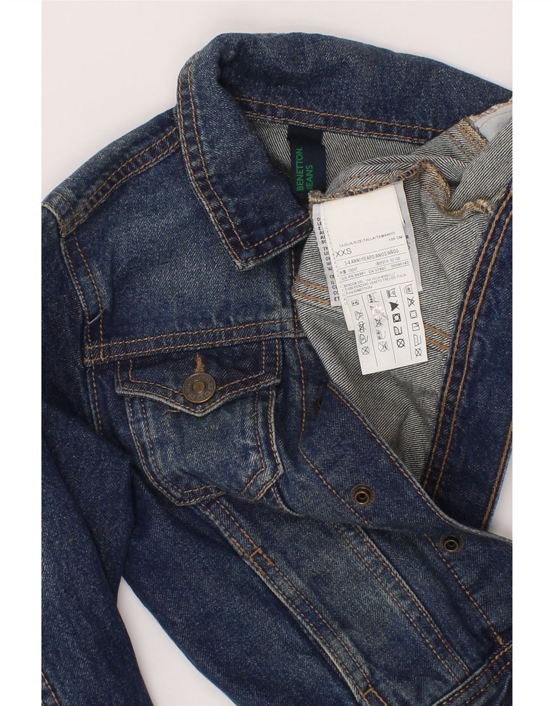 Benetton Boys Denim Jacket 3-4 Years 2XS Blue Cotton