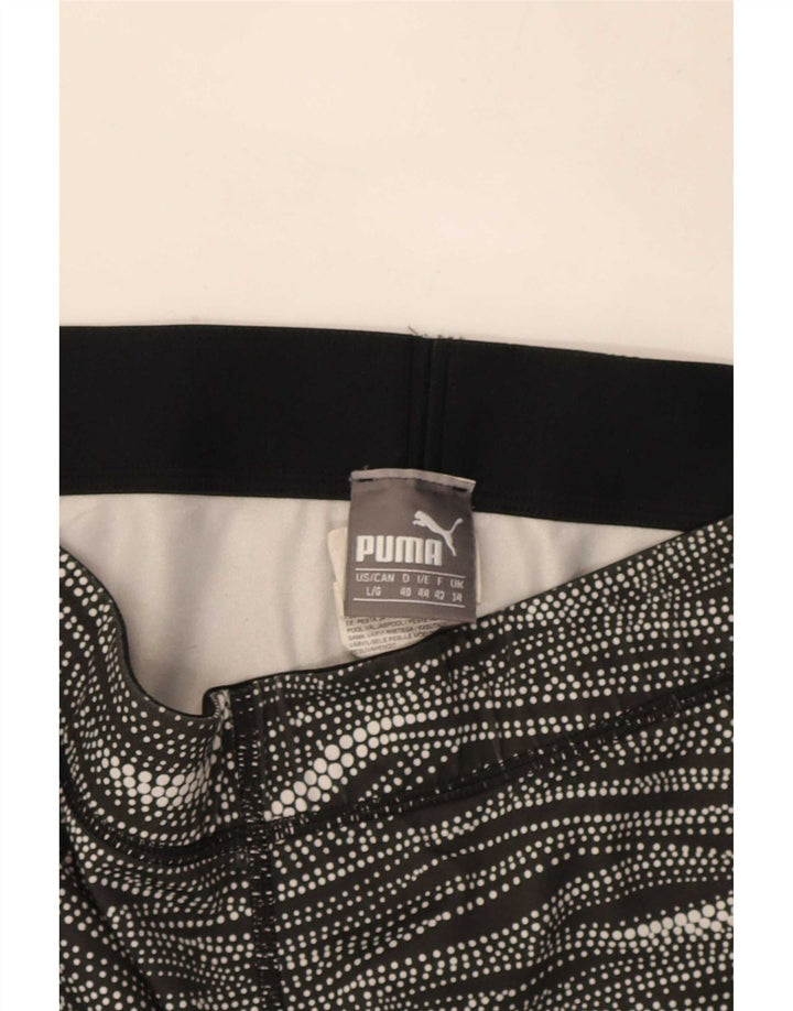 Puma Womens Capri Leggings UK 14 Medium Black Striped Polyester