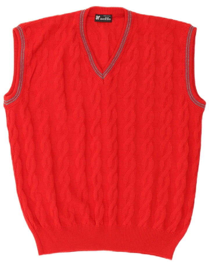 AEFFE Mens Vest Tank Top Medium Red Wool