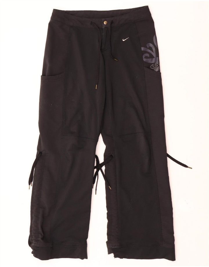 Nike Womens Straight Waterproof Trousers UK 8 Small W30 L30 Black Paisley