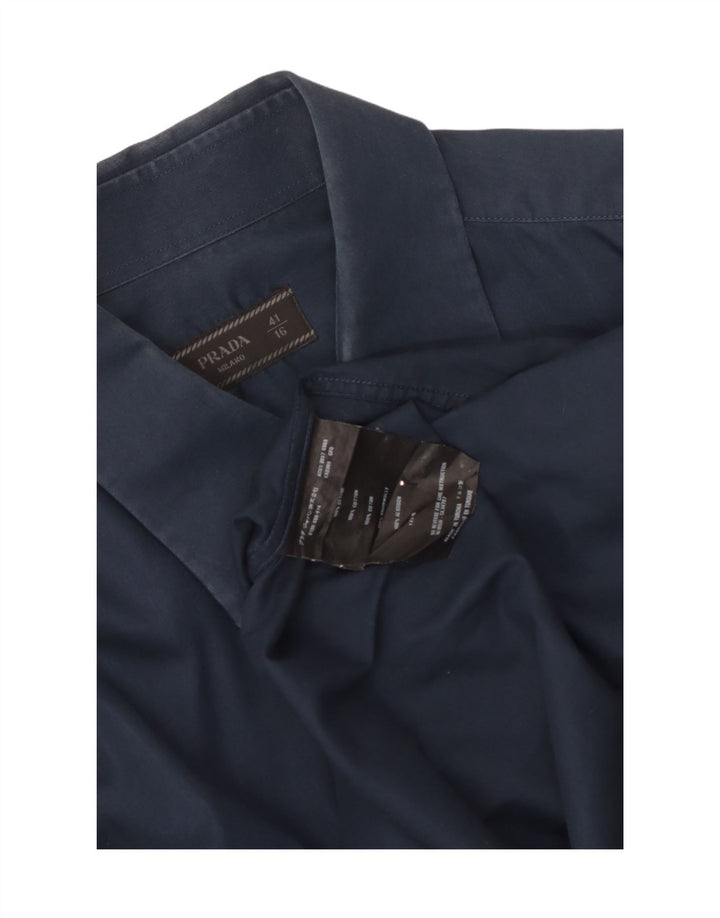 Prada Mens Shirt Size 16 Large Navy Blue Cotton