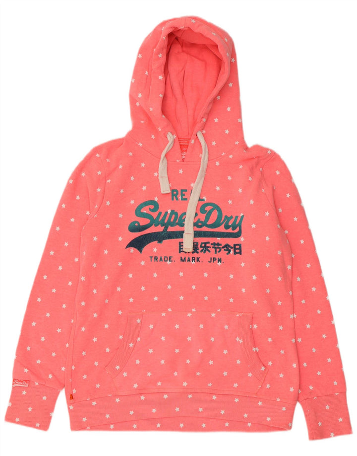 Superdry Womens Graphic Hoodie Jumper UK 18 XL Pink Spotted Cotton