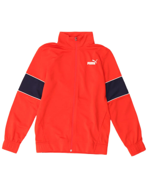 Puma Boys Tracksuit Top Jacket 11-12 Years Red Colourblock Polyester