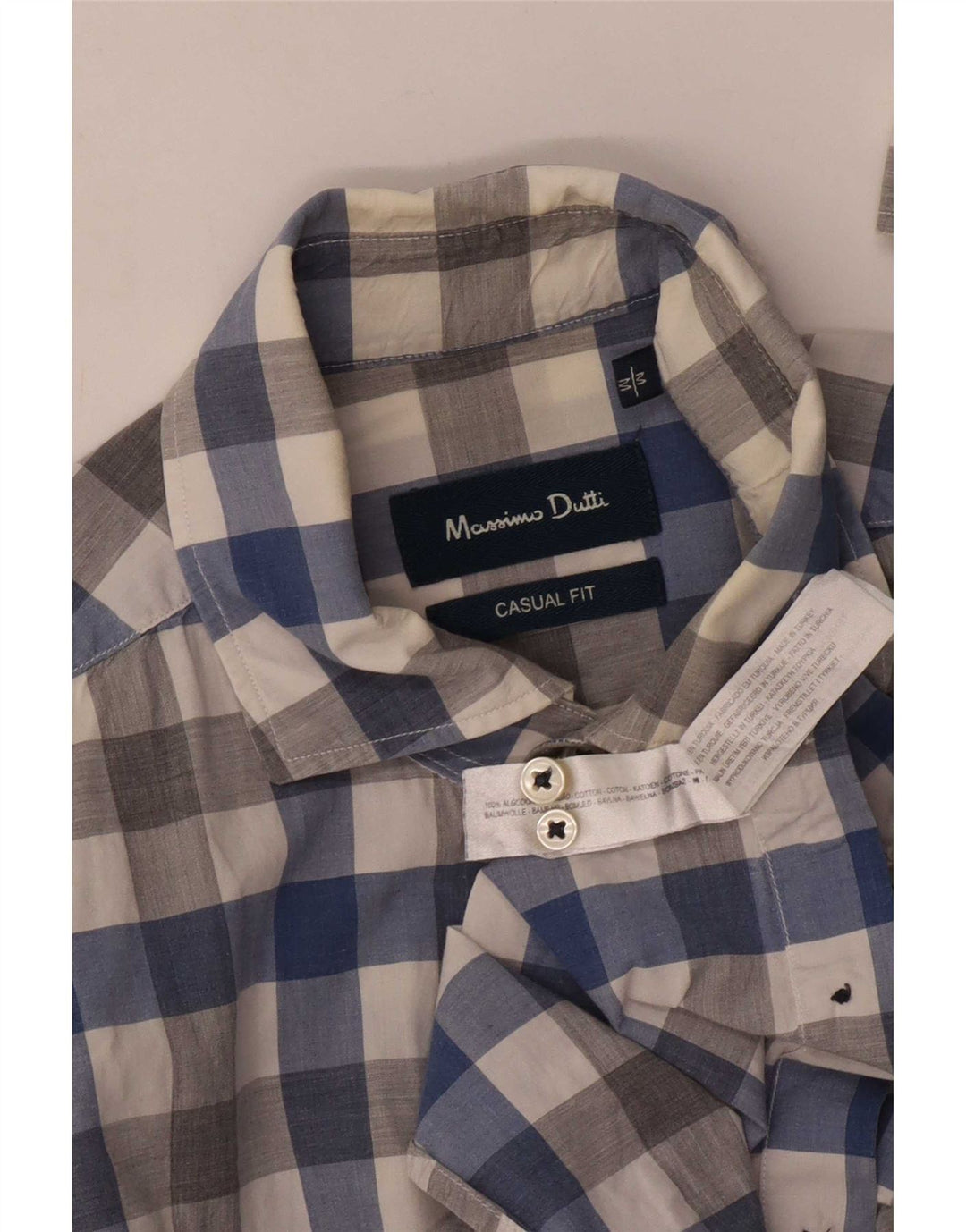 Massimo Dutti Mens Casual Fit Shirt Medium Multicoloured Gingham Cotton