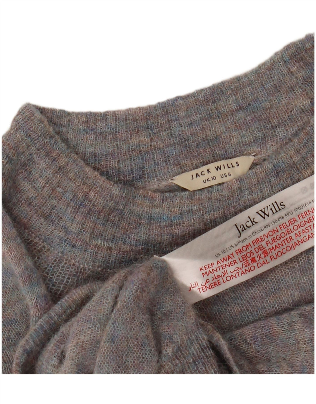 JACK WILLS Womens Boat Neck Jumper Sweater UK 10 Small  Grey Flecked