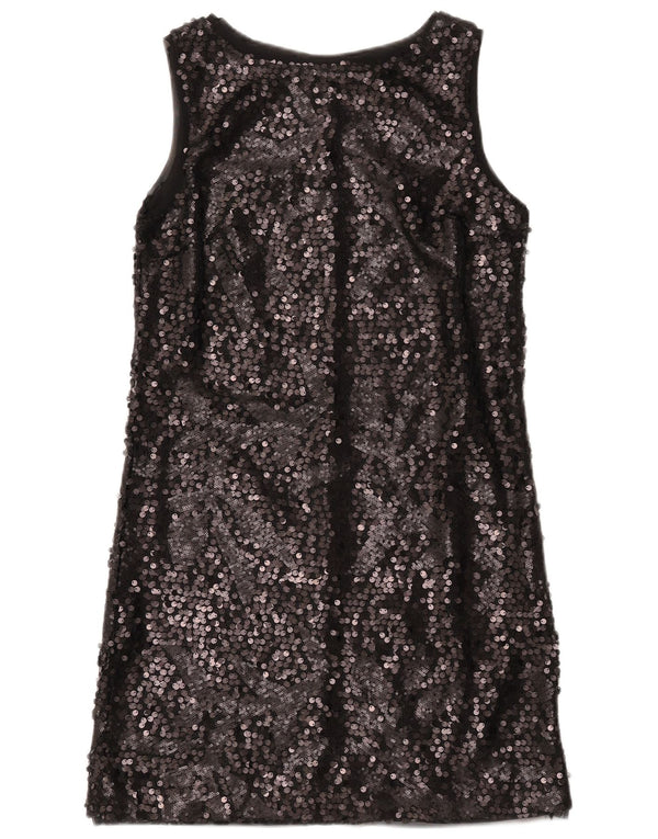 BENETTON Womens Sleeveless Shift Dress UK 10 Small Black Polyester