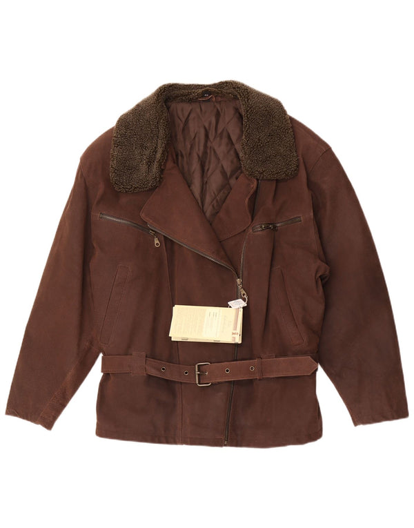 Front Line Womens Suede Jacket EU 44 XL Brown Leather