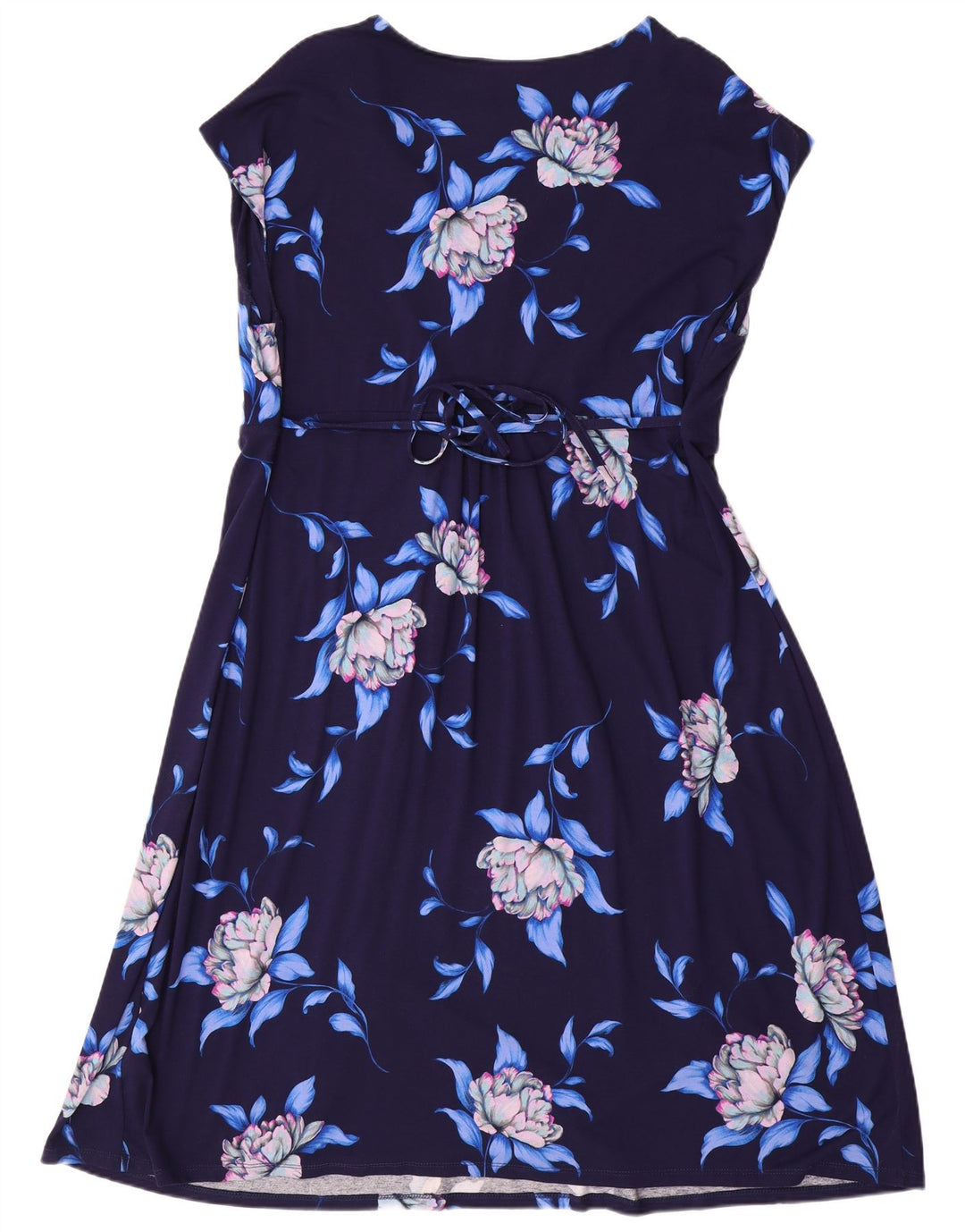 MONSOON Womens Sleeveless A-Line Dress UK 22 3XL Navy Blue Floral Viscose