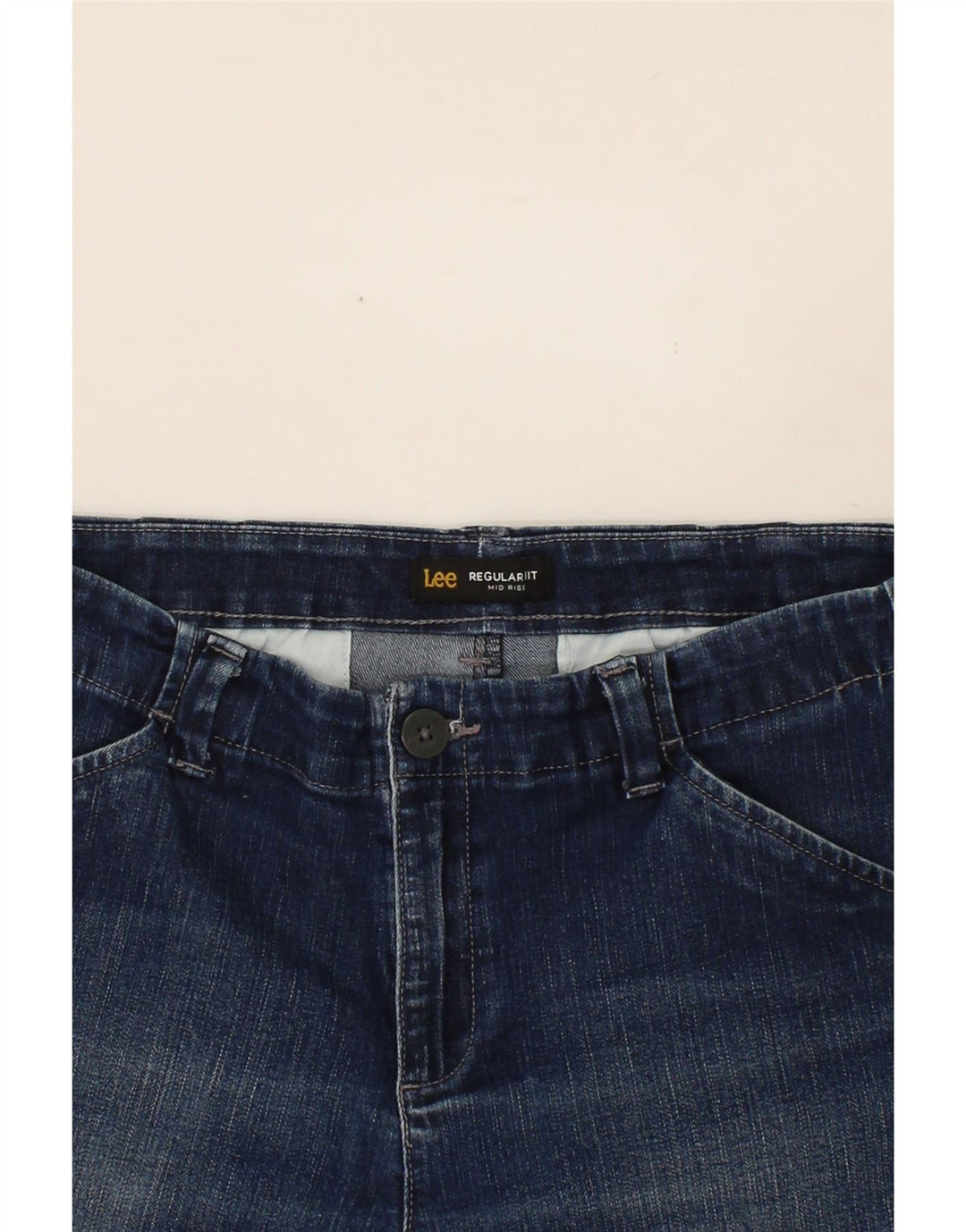 LEE Womens Regular Mid Rise Denim Shorts Size 32 Large Navy Blue Cotton Vintage Lee and Second-Hand Lee from Messina Hembry 