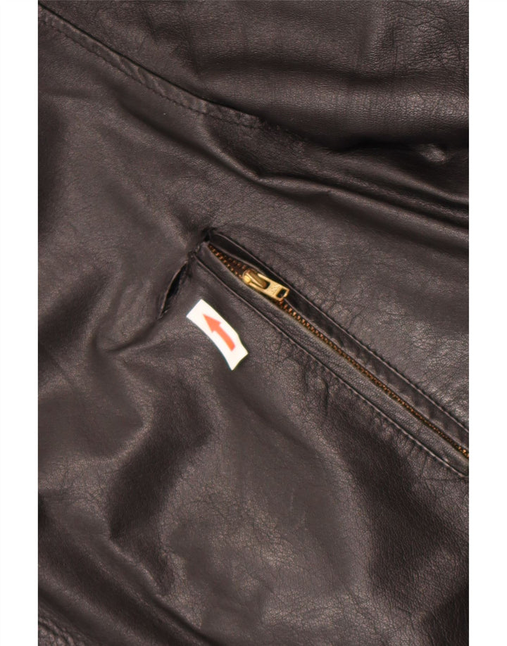 Vintage Mens Leather Jacket IT 52 XL Black Leather