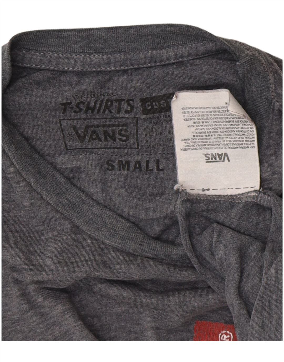 VANS Mens Custom Fit Graphic T-Shirt Top Small Grey Flecked Cotton