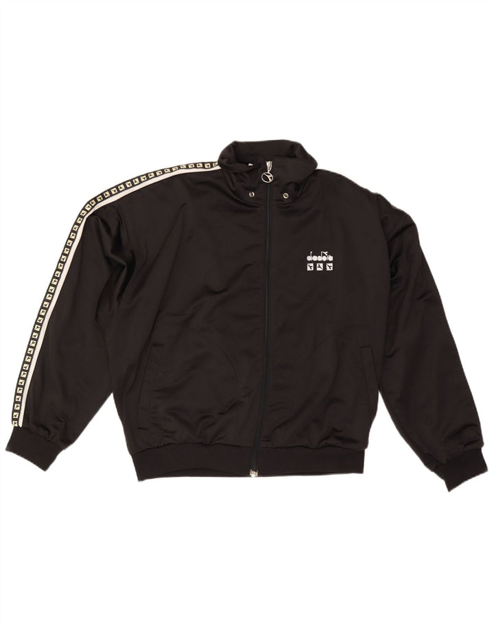 Diadora Mens Graphic Tracksuit Top Jacket UK 34 XS Black Polyester