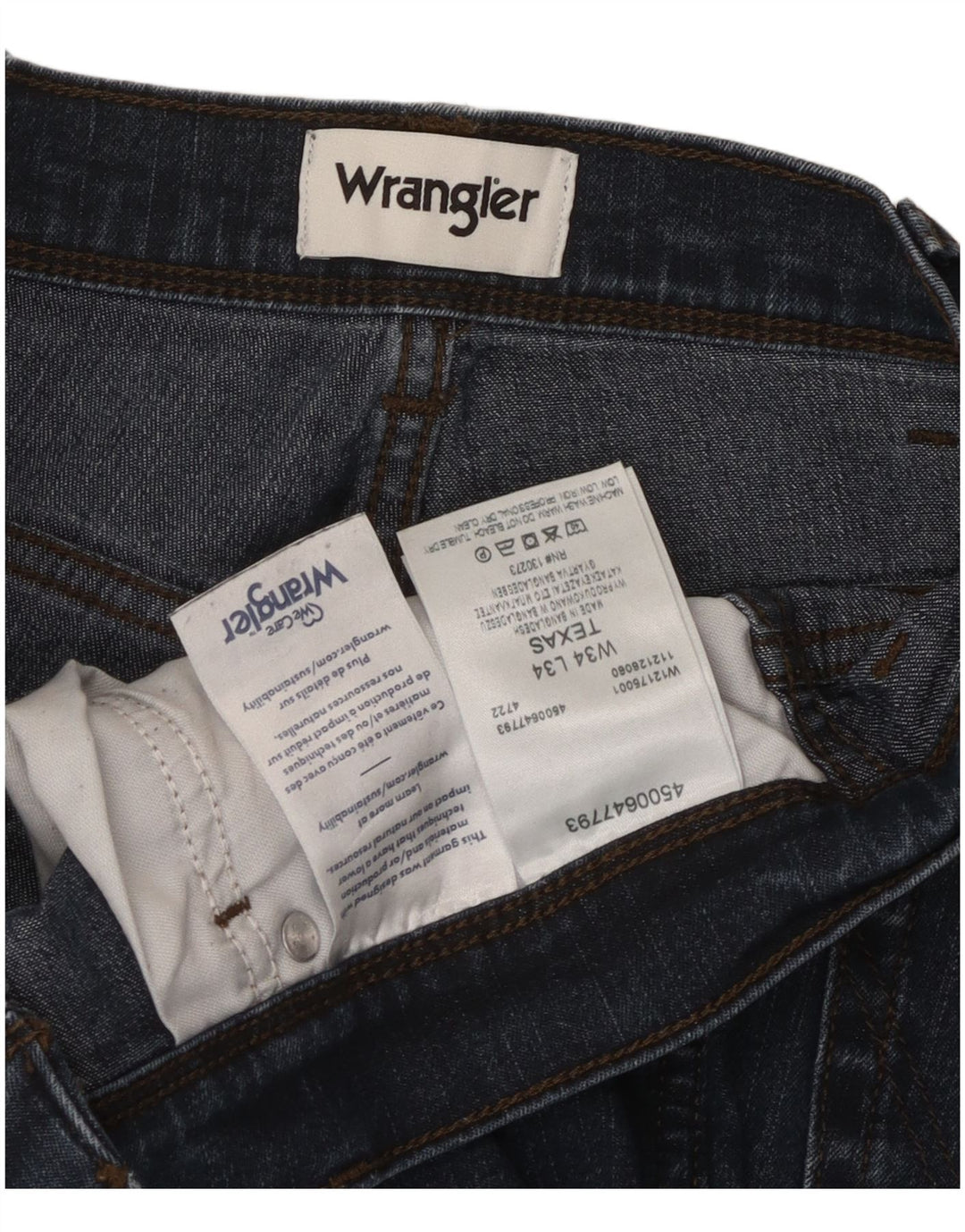 Wrangler Mens Texas Straight Jeans W34 L34 Blue Cotton
