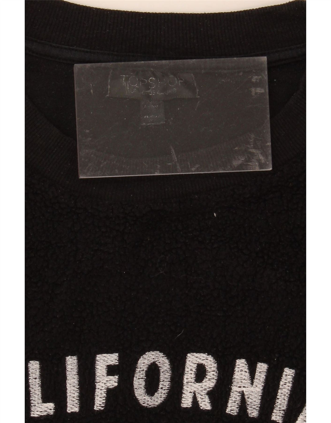 TOPSHOP Womens Graphic Oversized Fleece Jumper UK 8 Small  Black Polyester Vintage Topshop and Second-Hand Topshop from Messina Hembry 