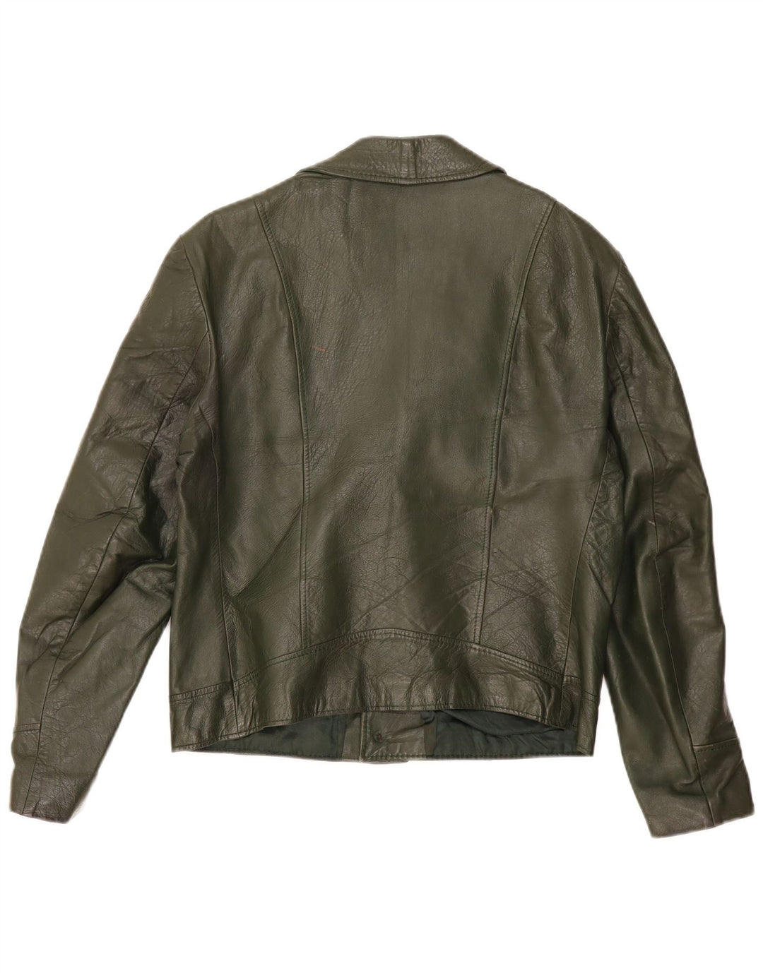 Vintage Mens Leather Jacket IT 52 XL Khaki