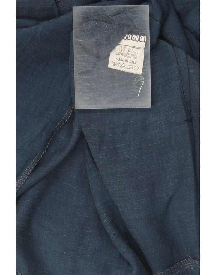 Vintage Womens 4 Button Short Sleeve Blazer Jacket UK 12 Medium Navy Blue