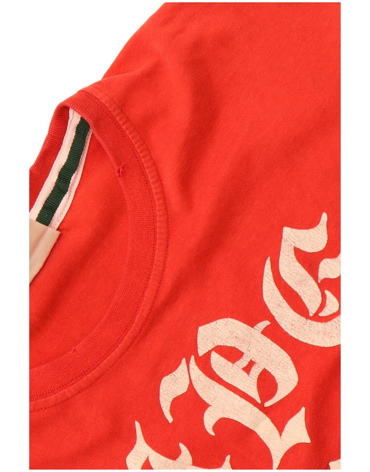 SUPERDRY Womens Graphic T-Shirt Top UK 12 Medium Red Cotton