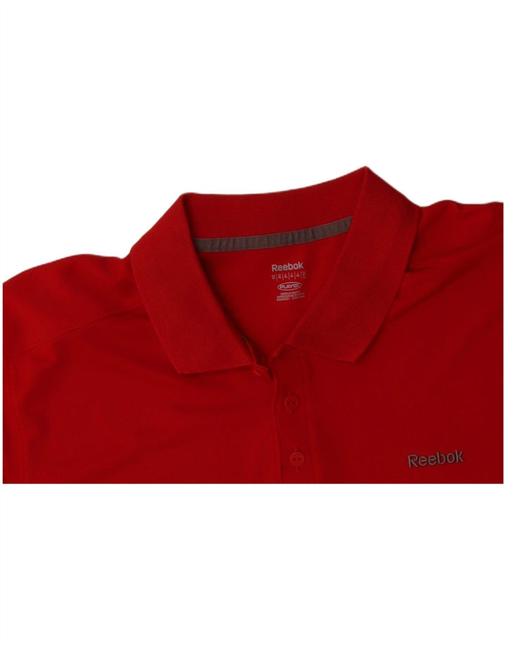 REEBOK Mens Polo Shirt XL Red Colourblock Polyester