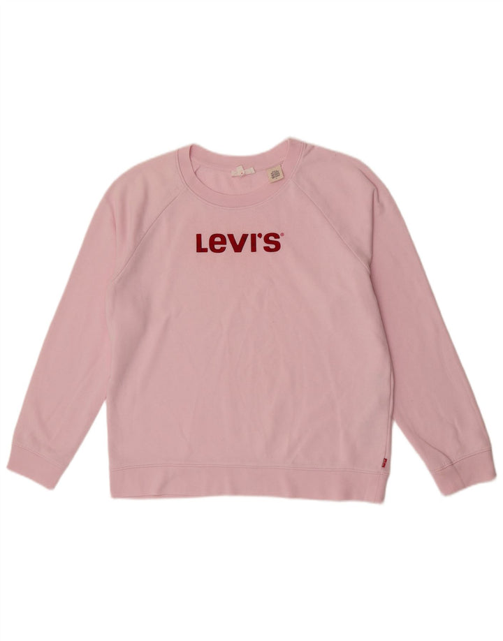 Levi's Womens Graphic Oversized Sweatshirt Jumper UK 14 Medium Pink Cotton