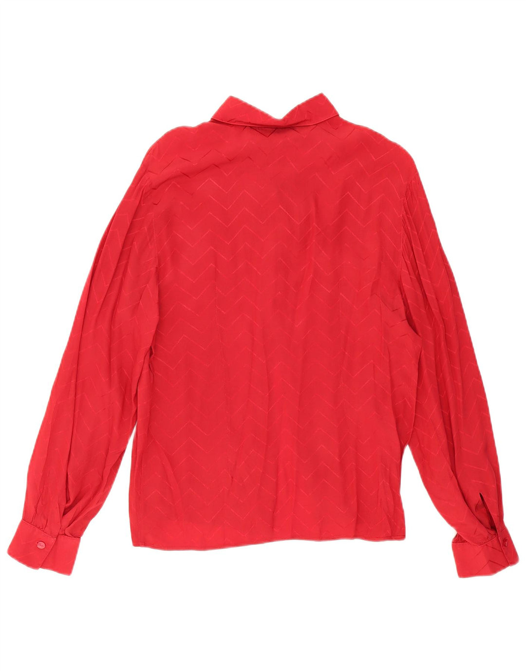VINTAGE Womens Shirt Blouse UK 12 Medium Red Chevron