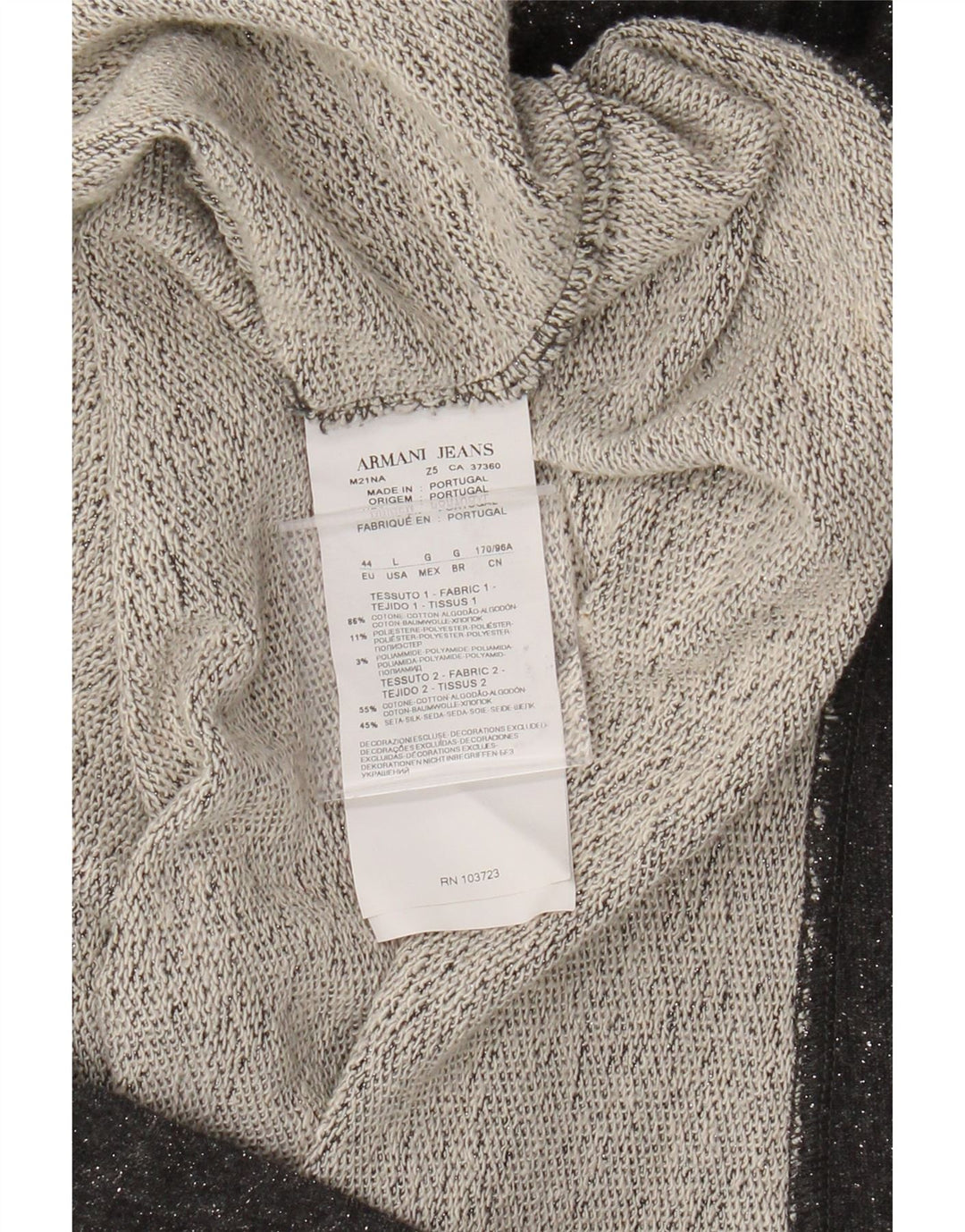 Armani Jeans Womens Sweatshirt Jumper EU 44 XL Grey Cotton