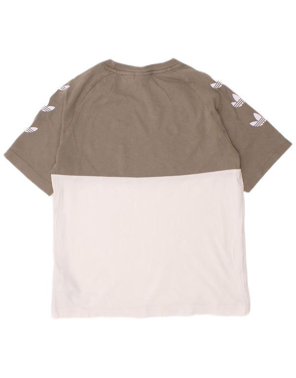 Adidas Boys Graphic T-Shirt Top 6-7 Years White Colourblock Cotton