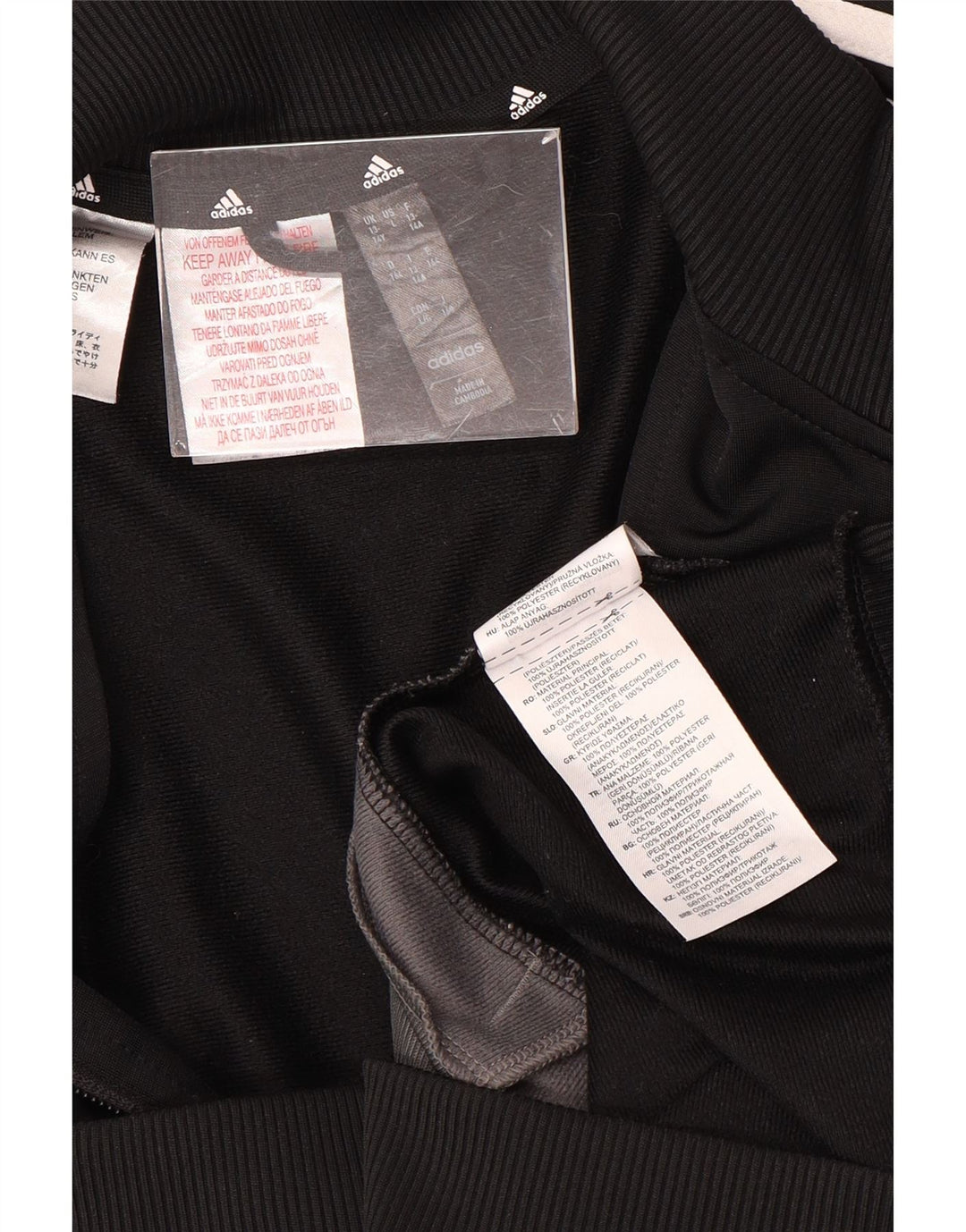 ADIDAS Boys Aeroready Tracksuit Top Jacket 13-14 Years Black Colourblock