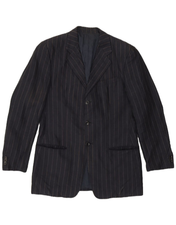 Armani Collezioni Mens Blazer Jacket IT 48 Small Navy Blue Pinstripe