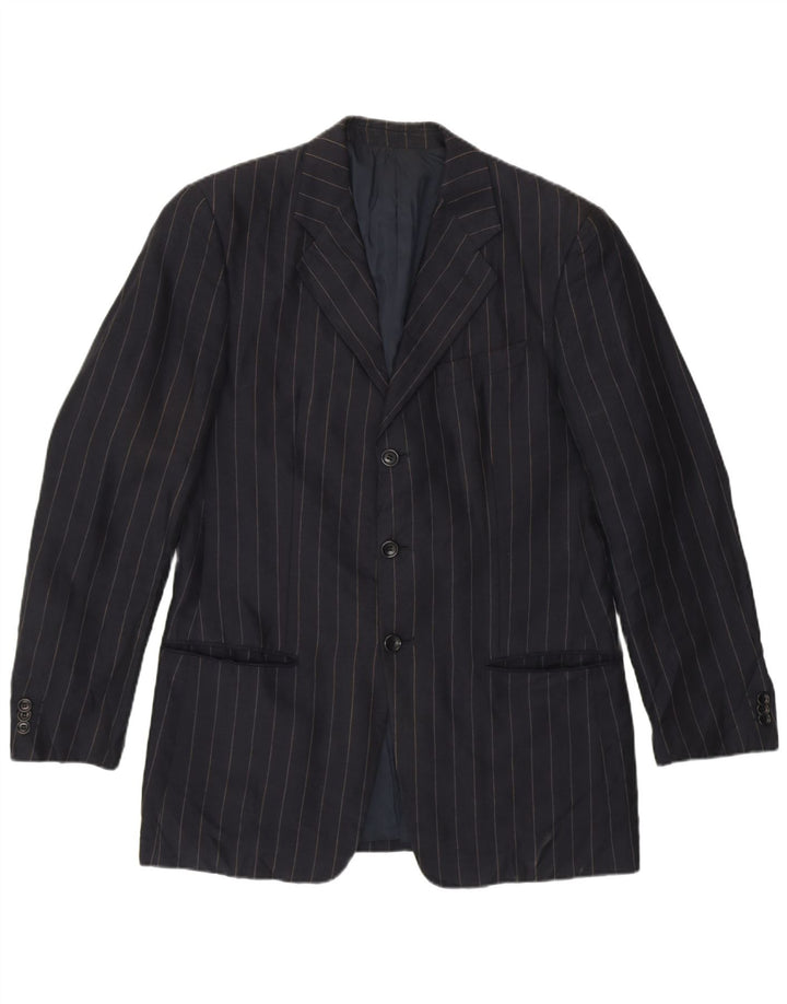 Armani Collezioni Mens Blazer Jacket IT 48 Small Navy Blue Pinstripe