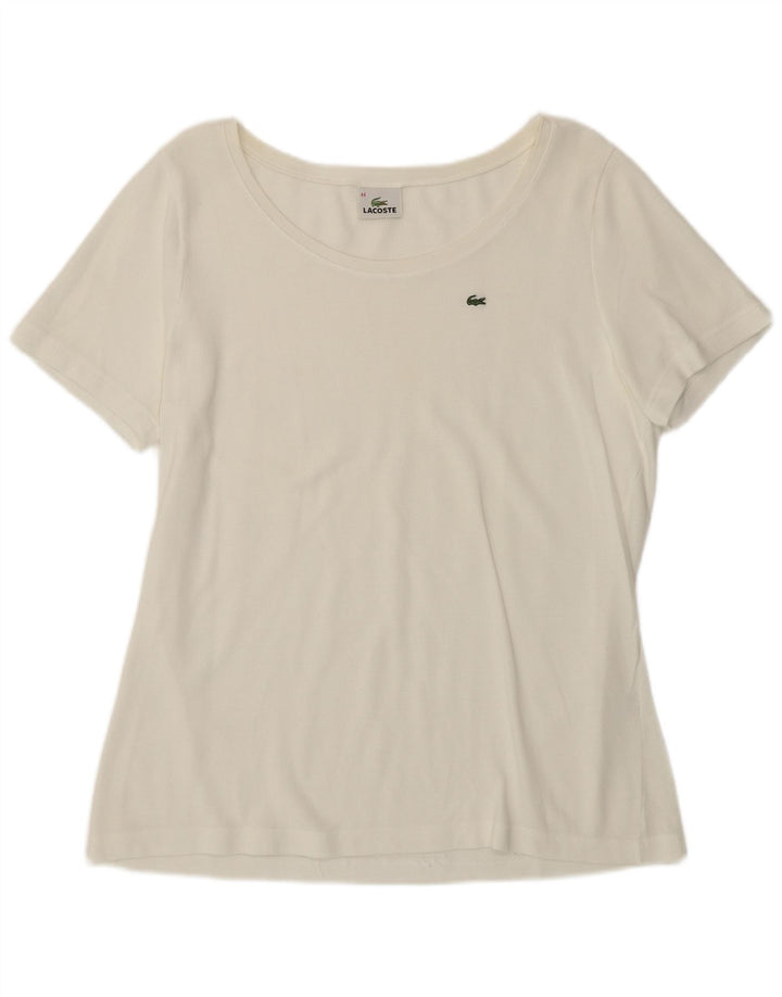 Lacoste Womens T-Shirt Top Size 44 Large White Cotton