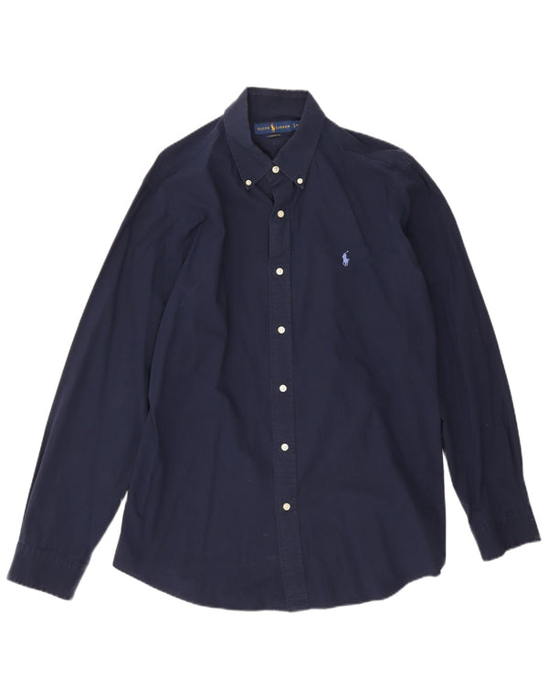 Ralph Lauren Mens Classic Fit Shirt Large Navy Blue Cotton