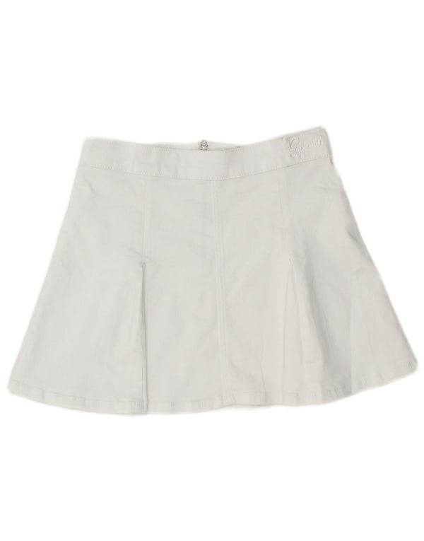 SUPERDRY Womens Mini Skirt UK 8 Small W26  White Cotton