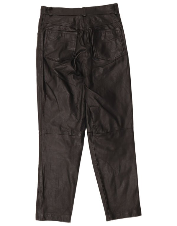 Together Womens High Waist Leather Trousers UK 12 Medium W28 L29 Black