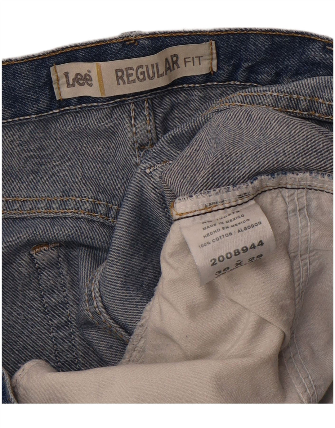 LEE Mens Regular Fit Straight Jeans W36 L29 Blue Cotton
