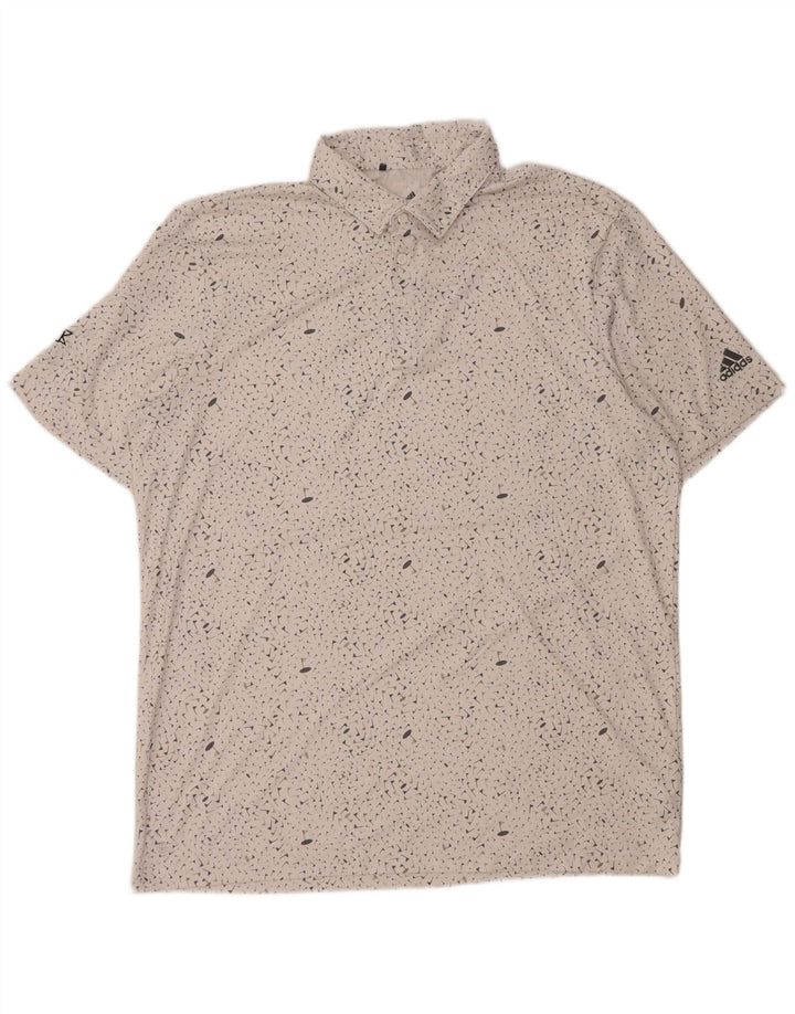 Adidas Mens Polo Shirt Large White Spotted Polyester