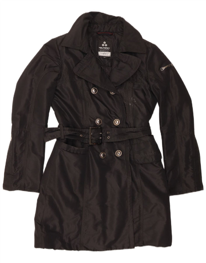 PEUTEREY Womens Double Breasted Coat IT 40 Small Black Polyester