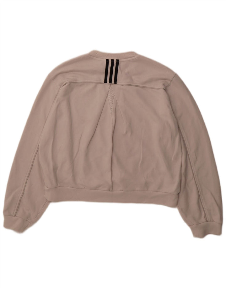 ADIDAS Womens Crop Oversized Sweatshirt Jumper UK 12/14 Medium Off White