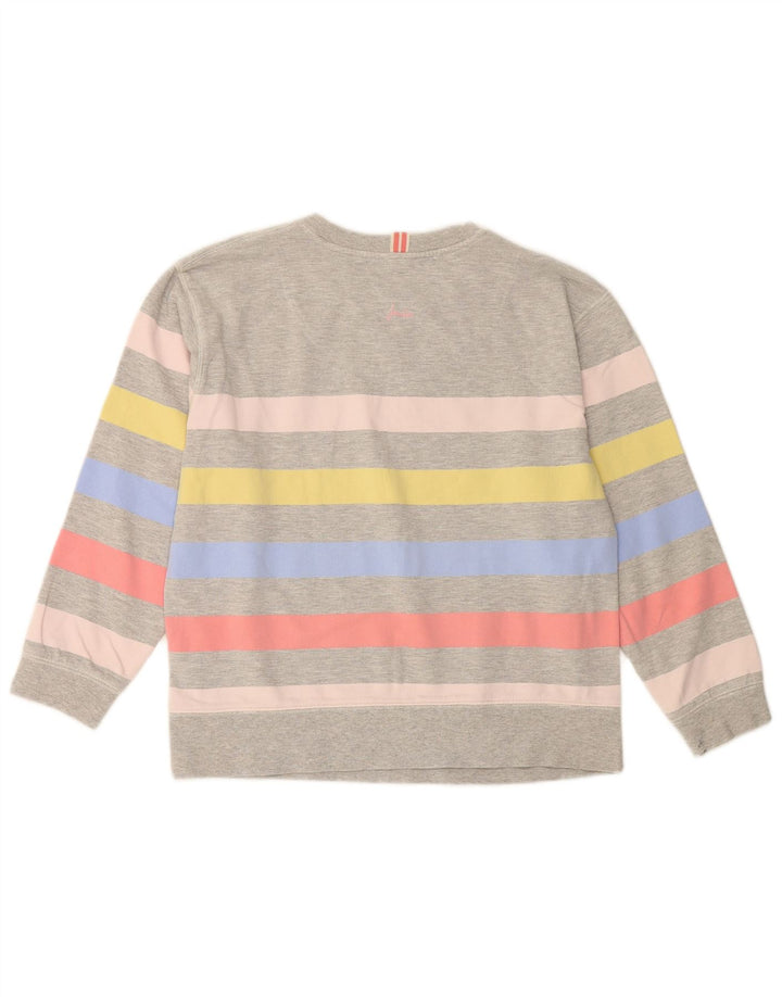 JOULES Womens Sweatshirt Jumper UK 12 Medium  Grey Striped Cotton