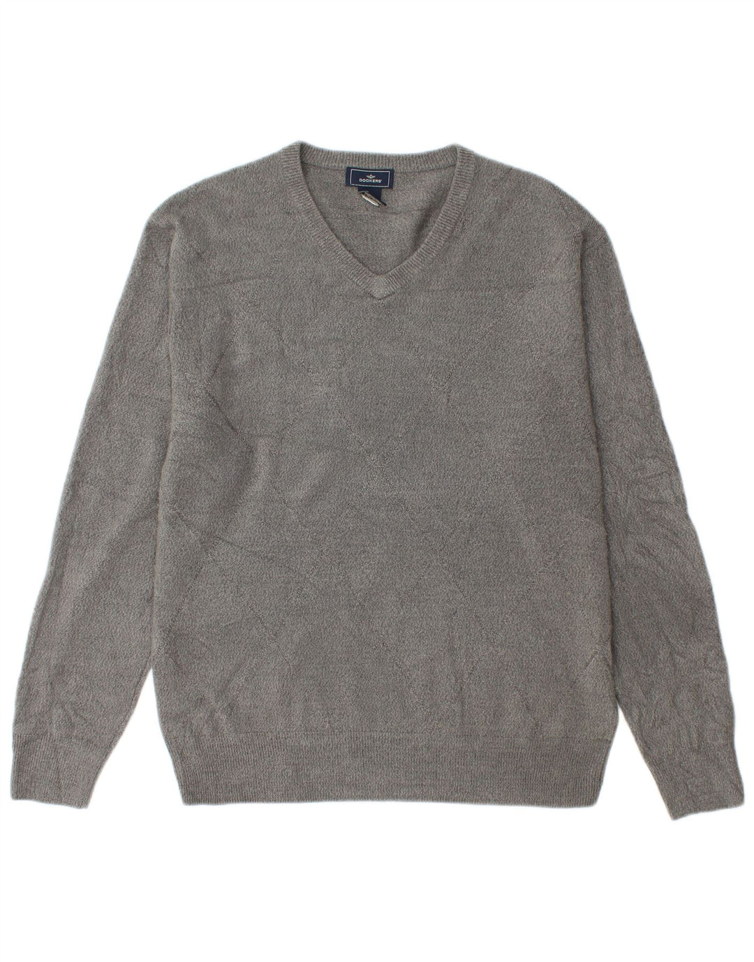 Dockers Mens V-Neck Jumper Sweater Medium Grey Acrylic