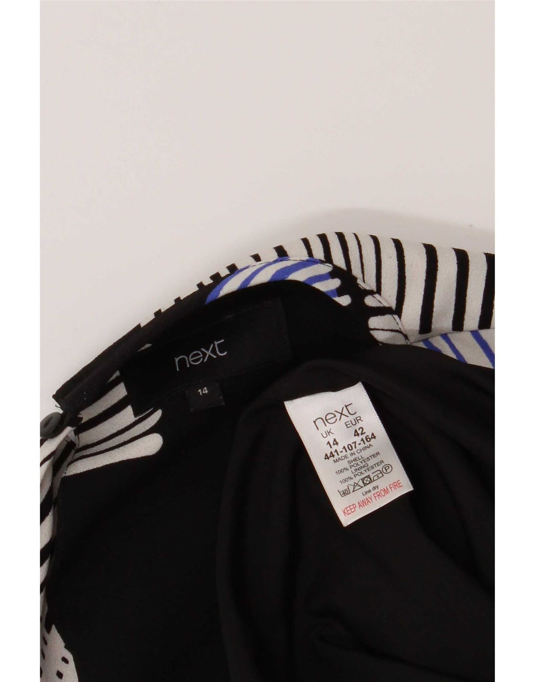Next Womens Shift Dress UK 14 Large Black Geometric Polyester