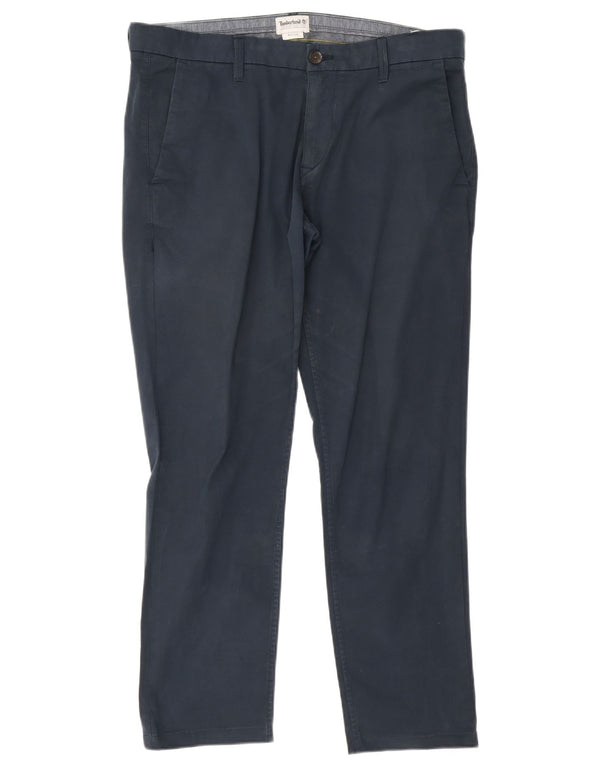 Timberland Mens Straight Chino Trousers W36 L29 Navy Blue Cotton