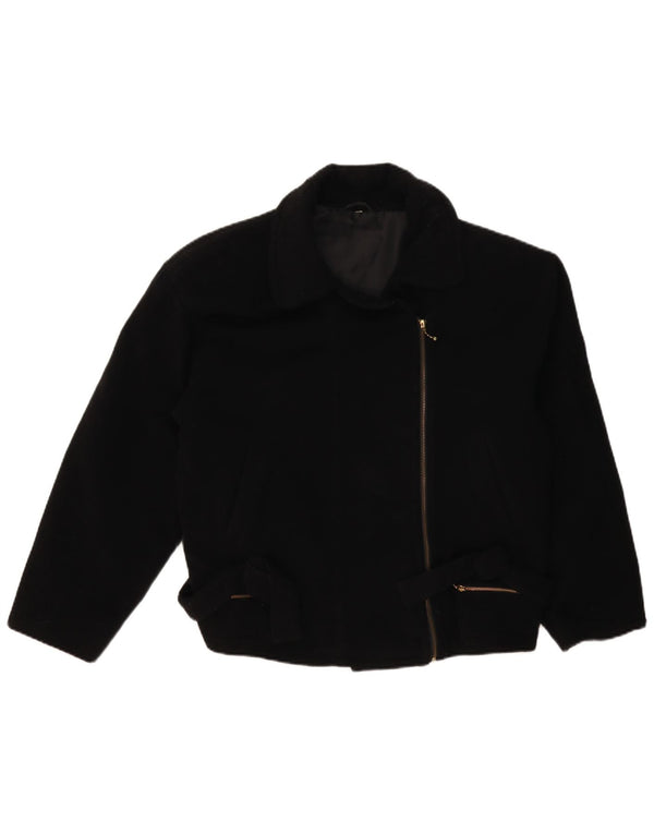 Vintage Womens Biker Jacket UK 14 Large Black