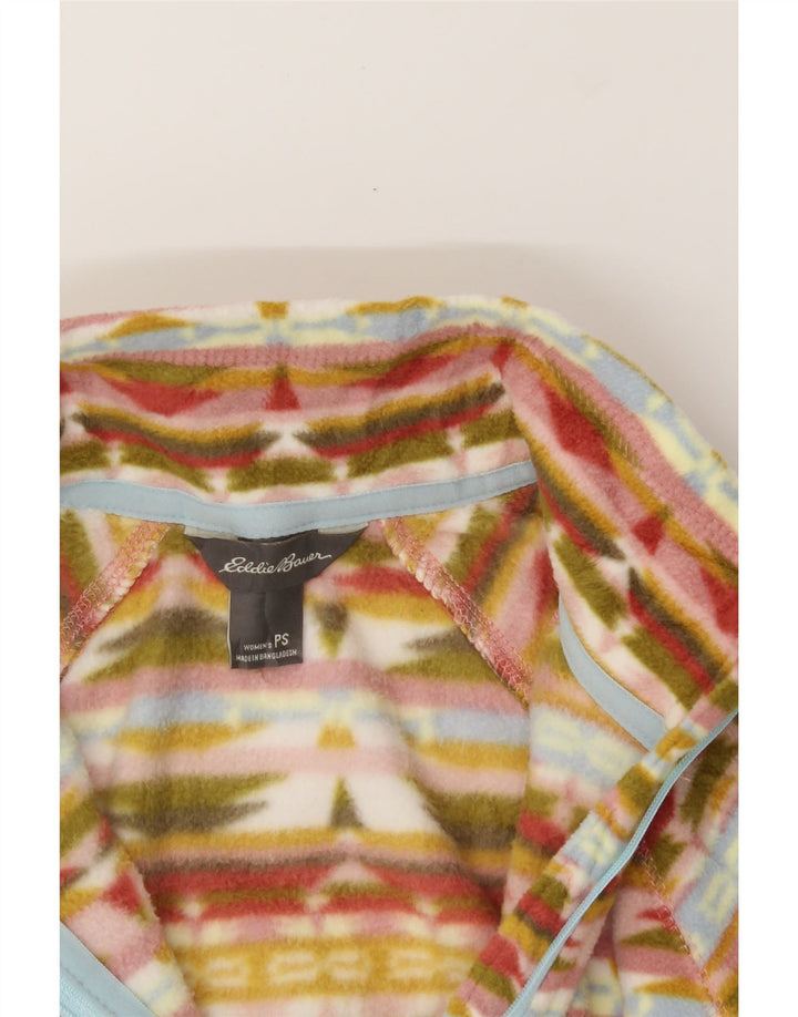EDDIE BAUER Womens Fleece Jumper UK 10 Small Multicoloured Geometric Vintage Eddie Bauer and Second-Hand Eddie Bauer from Messina Hembry 