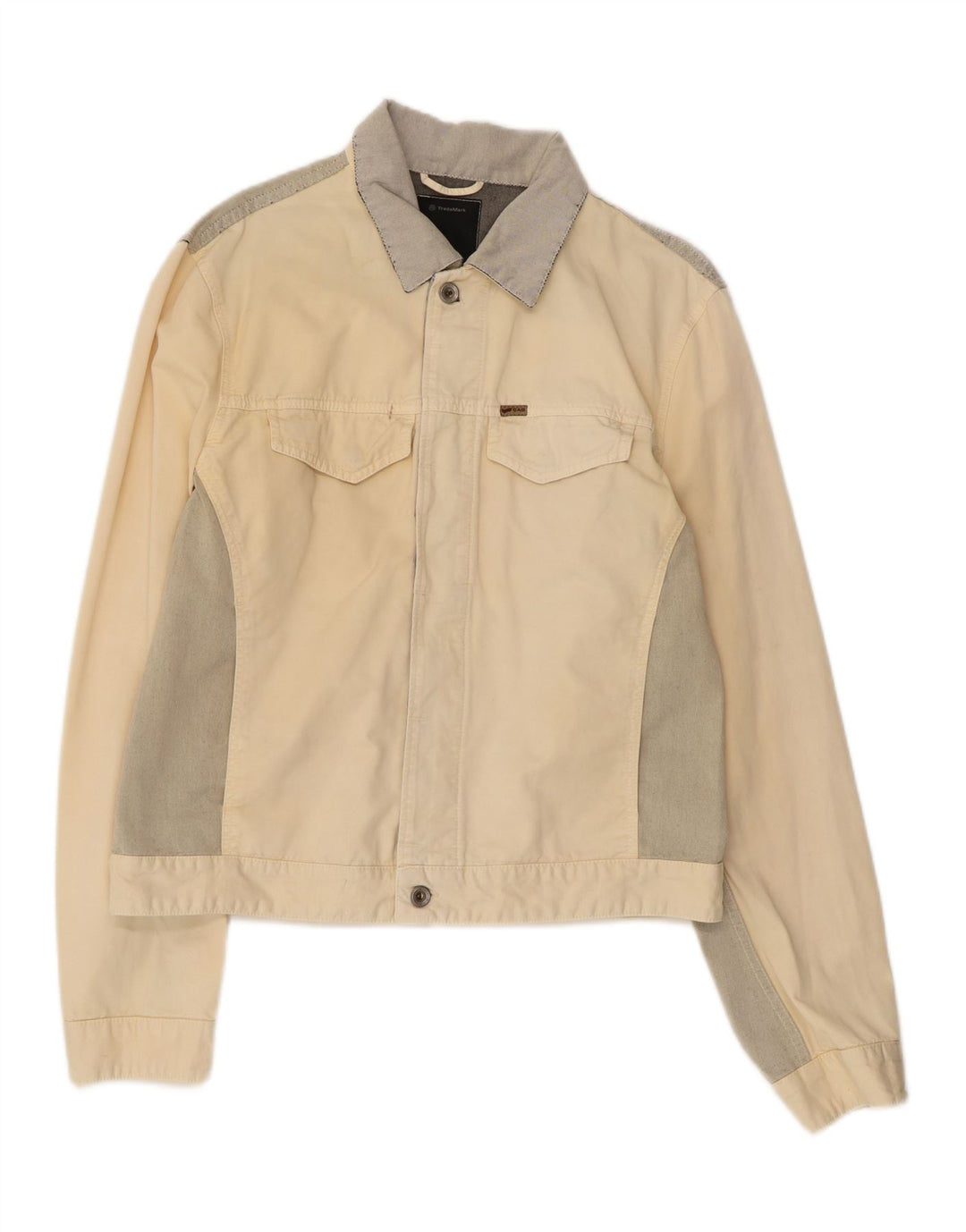 GAS Womens Denim Jacket UK 18 XL Off White Colourblock