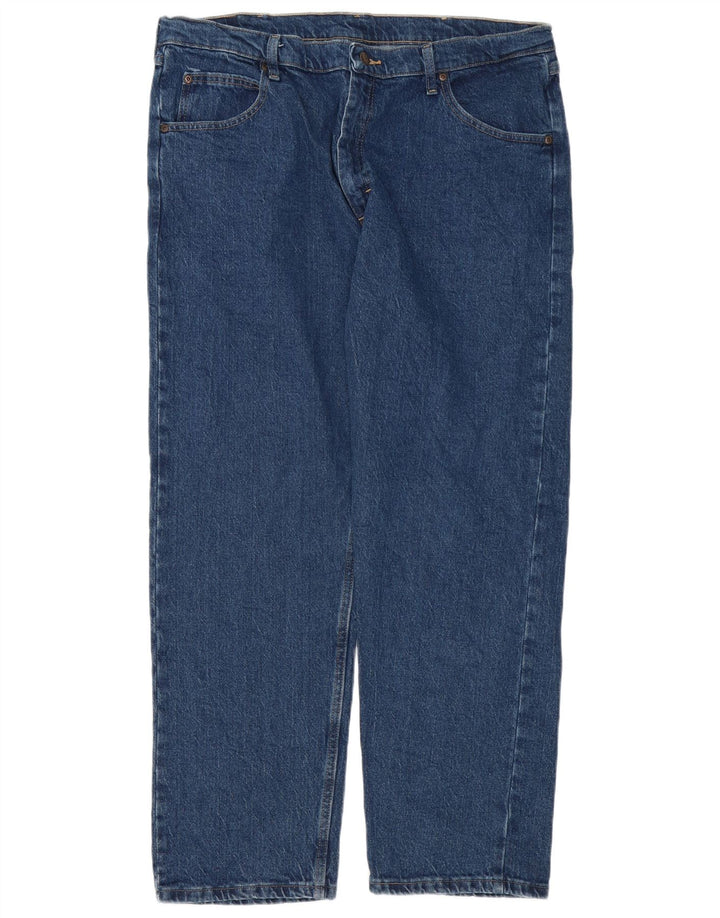 Wrangler Mens Regular Straight Jeans W38 L30 Blue Cotton