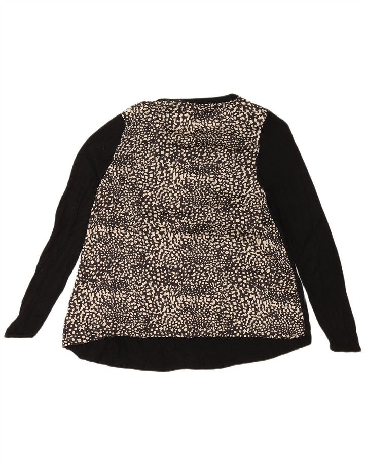 MARKS & SPENCER Womens Blouse Top UK 14 Medium Black Animal Print