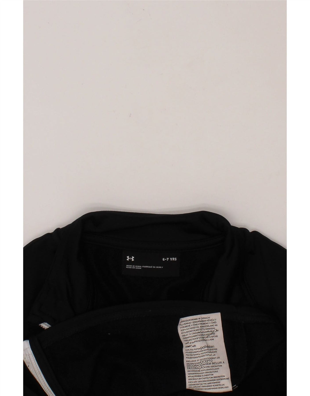 UNDER ARMOUR Boys Graphic Tracksuit Top Jacket 6-7 Years Black Polyester Vintage Under Armour and Second-Hand Under Armour from Messina Hembry 