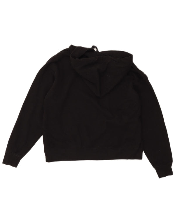 CALVIN KLEIN JEANS Womens Graphic Hoodie Jumper UK 14 Medium Black Cotton