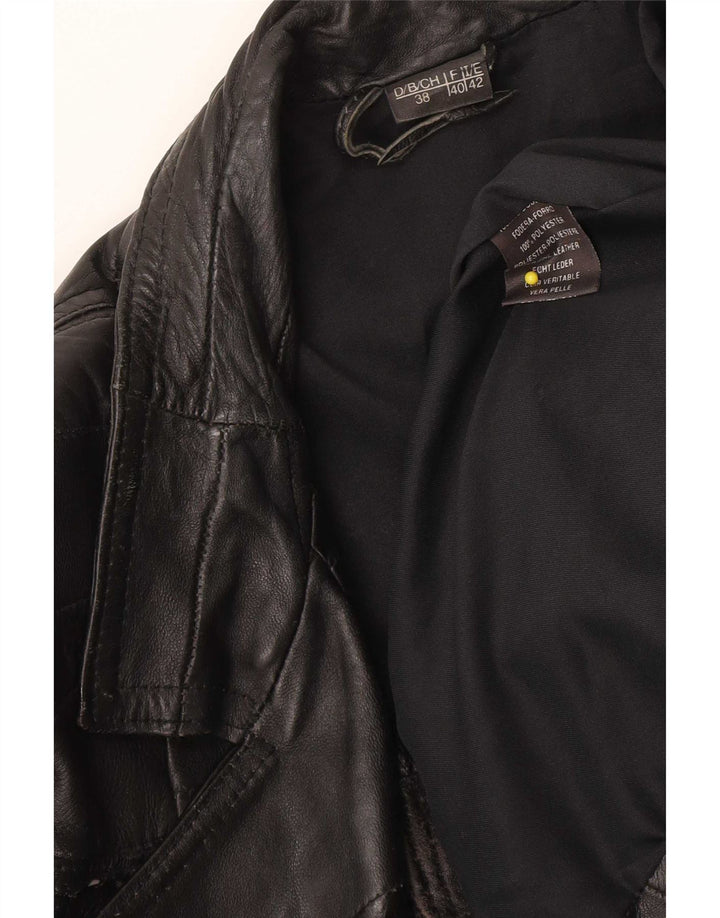 Vintage Womens Biker Leather Jacket IT 42 Medium Black Leather