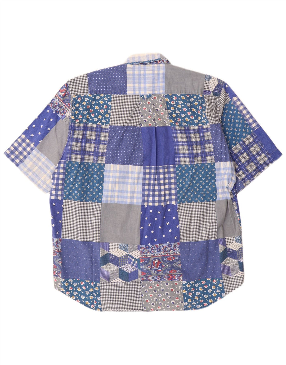 Sergio Tacchini Mens Short Sleeve Shirt Large Blue Patchwork